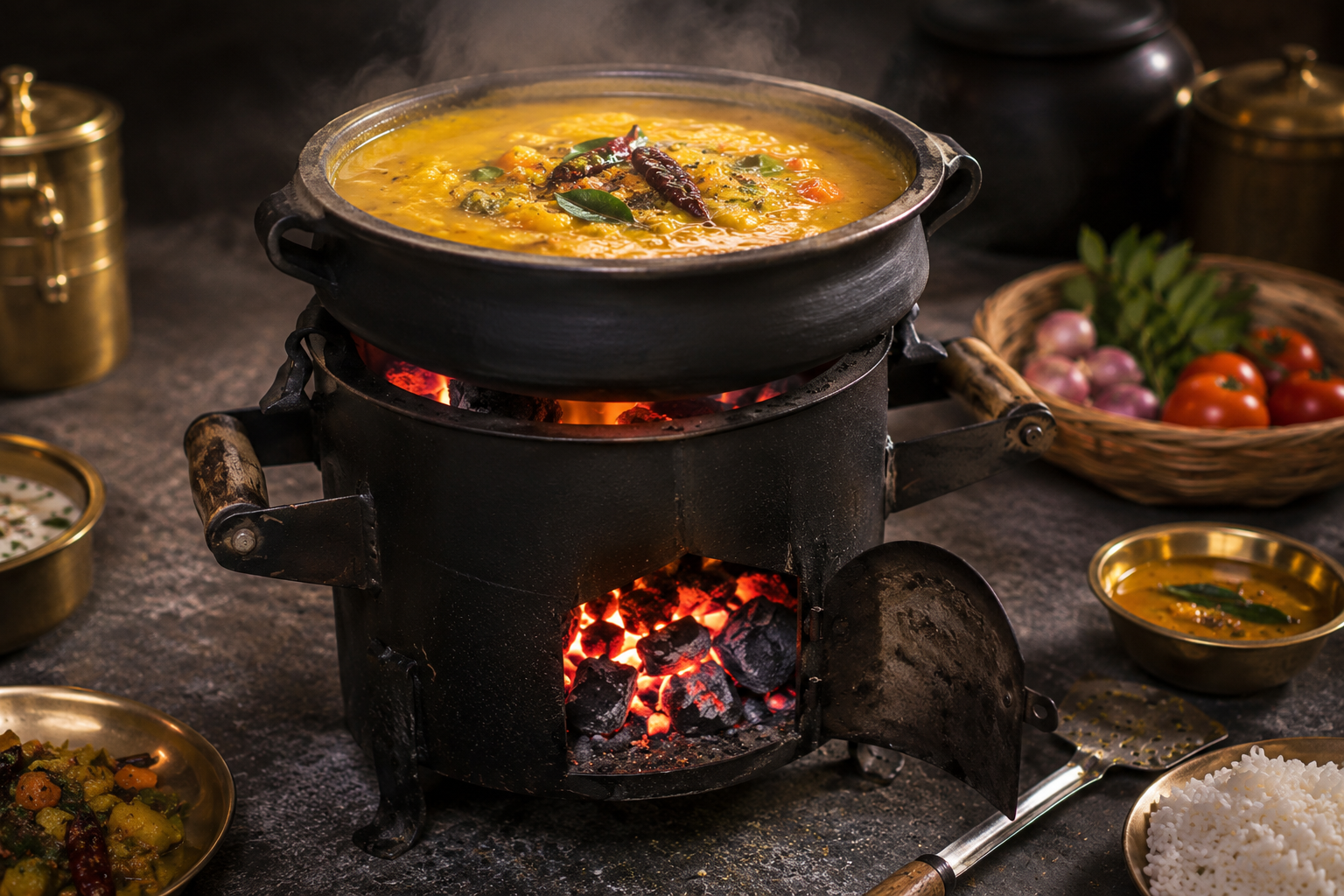 charcoal cooking by chaithanya catering bangalore